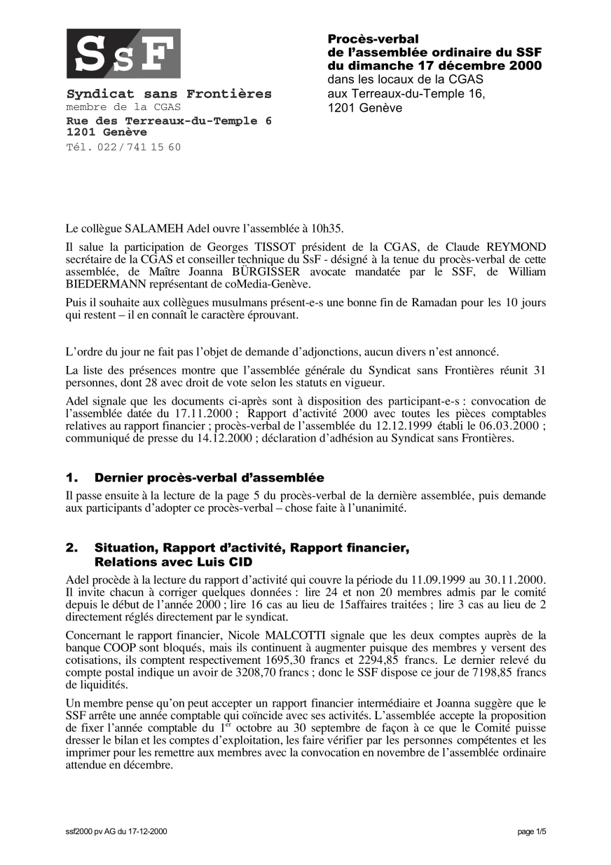 ssf2000 pv AG du 17-12-2000 p1:5 ssf2000 pv AG du 17-12-2000 p1:5